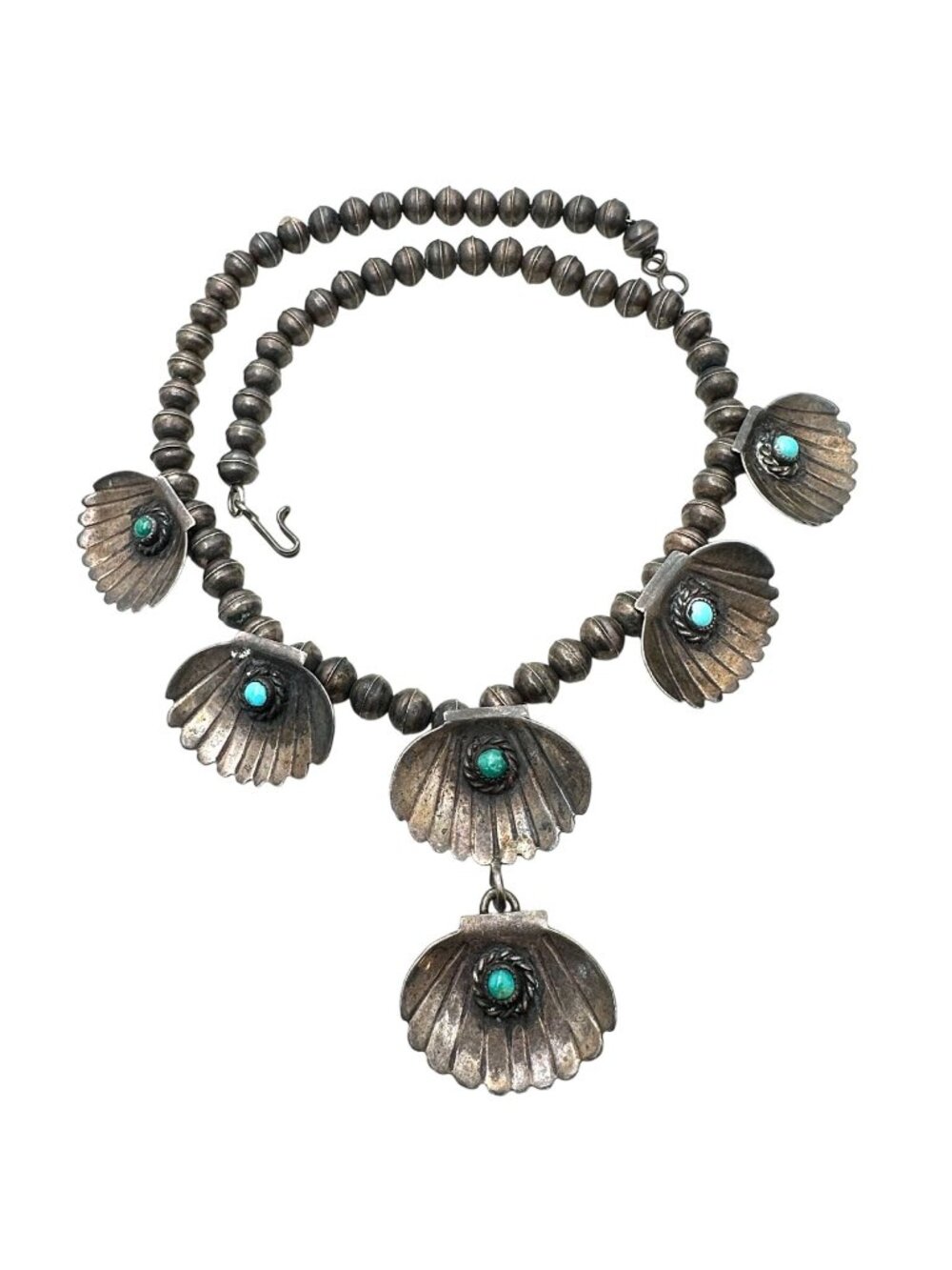 Vintage Native American K Yazzie Pendant Necklace Turquoise Sterling Silver